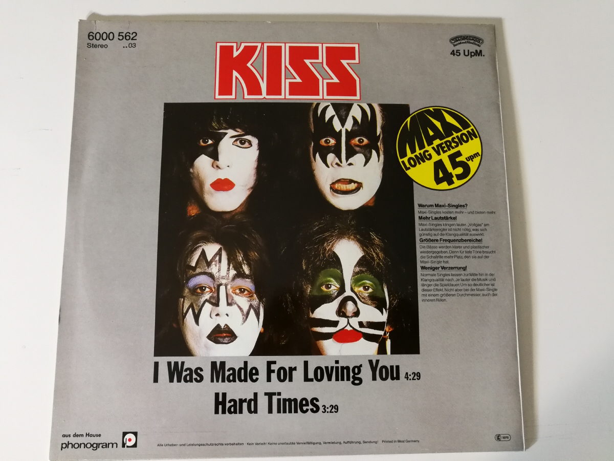 Kiss 12″ Maxi I Was Made For Lovin You Germany Eulenspiegel S Kiss Collector Shop