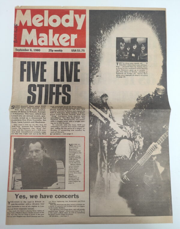 KISS Cover & Pages: Melody Maker (UK) 1980