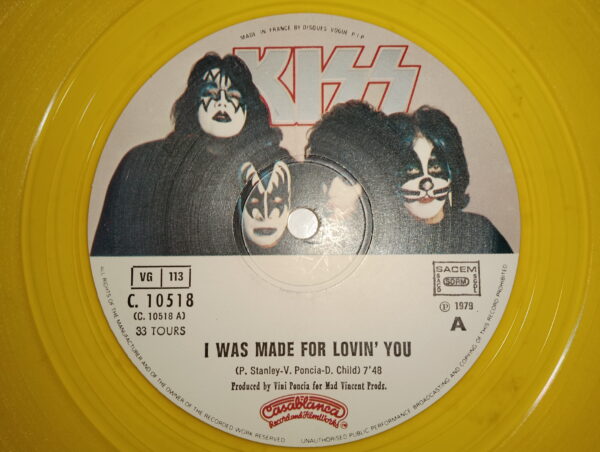 KISS 12" Maxi I Was made For Lovin' You (France) yellow vinyl - Image 4