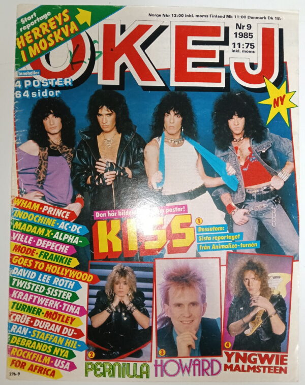KISS Cover & Pages: Okej Magazine (Sweden) #9/1985 - Image 2
