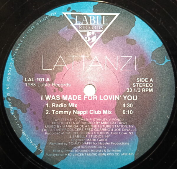 KISS 12" Maxi Lattanzi: I Was Made For Lovin' You